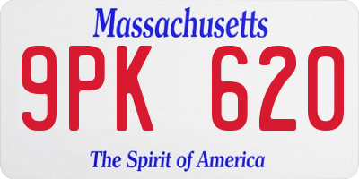 MA license plate 9PK620