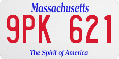 MA license plate 9PK621