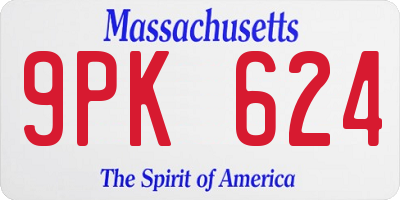 MA license plate 9PK624