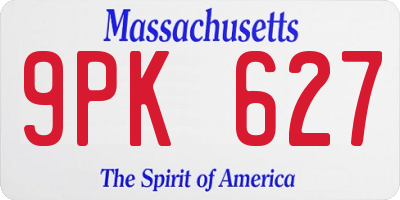 MA license plate 9PK627