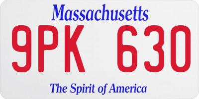MA license plate 9PK630