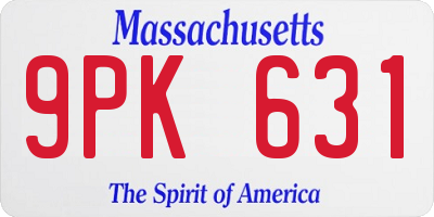 MA license plate 9PK631