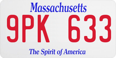 MA license plate 9PK633