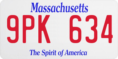 MA license plate 9PK634