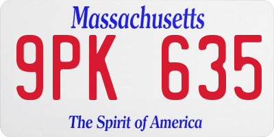 MA license plate 9PK635