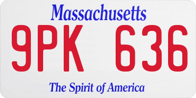 MA license plate 9PK636