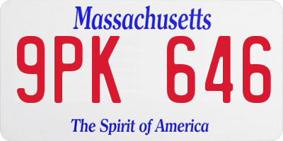 MA license plate 9PK646