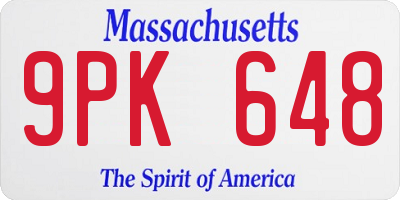 MA license plate 9PK648