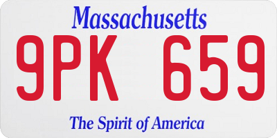 MA license plate 9PK659