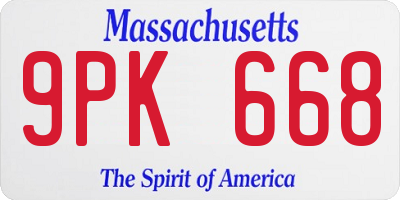 MA license plate 9PK668