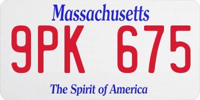 MA license plate 9PK675