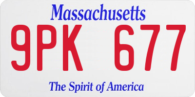MA license plate 9PK677