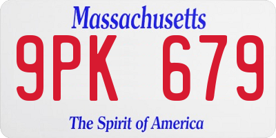 MA license plate 9PK679