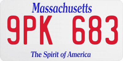 MA license plate 9PK683