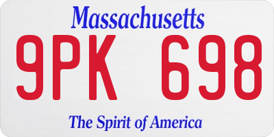 MA license plate 9PK698