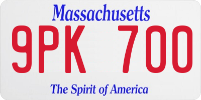 MA license plate 9PK700