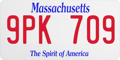 MA license plate 9PK709