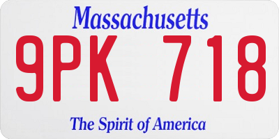 MA license plate 9PK718