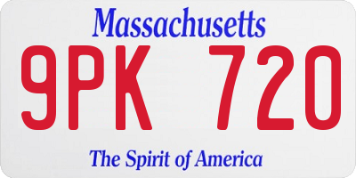 MA license plate 9PK720