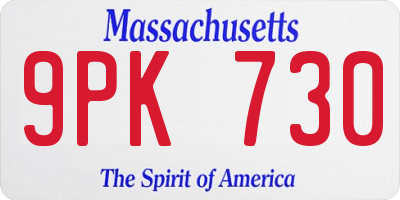 MA license plate 9PK730