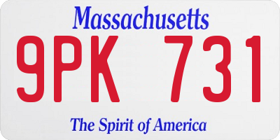 MA license plate 9PK731