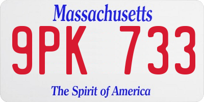 MA license plate 9PK733
