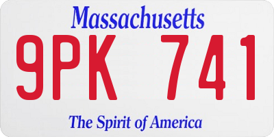 MA license plate 9PK741