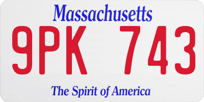 MA license plate 9PK743