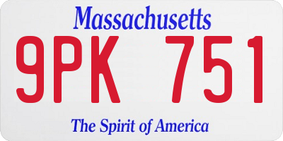 MA license plate 9PK751