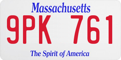 MA license plate 9PK761