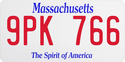 MA license plate 9PK766