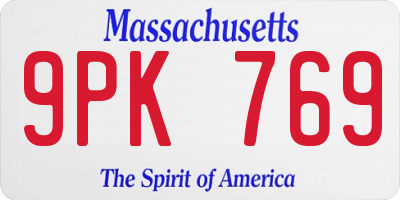 MA license plate 9PK769
