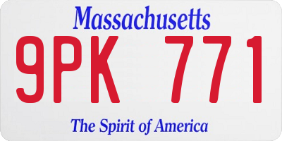 MA license plate 9PK771
