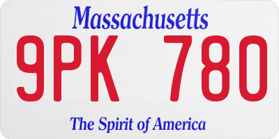 MA license plate 9PK780