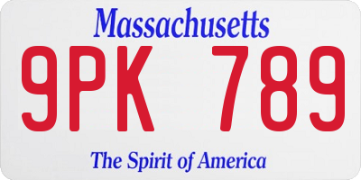 MA license plate 9PK789