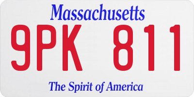 MA license plate 9PK811