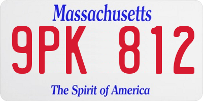 MA license plate 9PK812