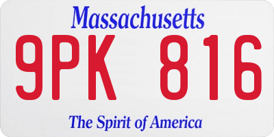 MA license plate 9PK816
