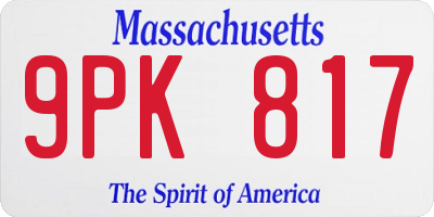 MA license plate 9PK817
