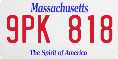 MA license plate 9PK818