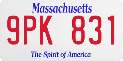 MA license plate 9PK831
