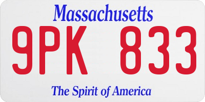 MA license plate 9PK833
