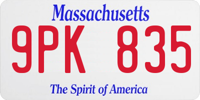 MA license plate 9PK835