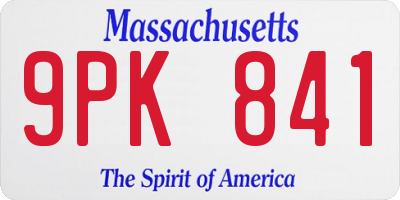 MA license plate 9PK841