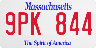 MA license plate 9PK844