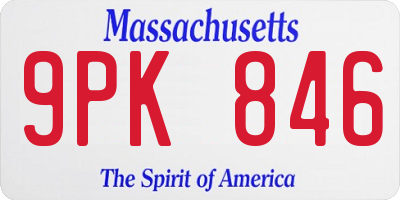 MA license plate 9PK846