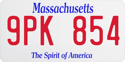 MA license plate 9PK854