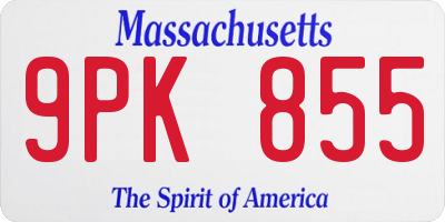 MA license plate 9PK855