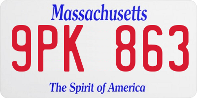 MA license plate 9PK863