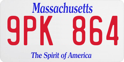 MA license plate 9PK864